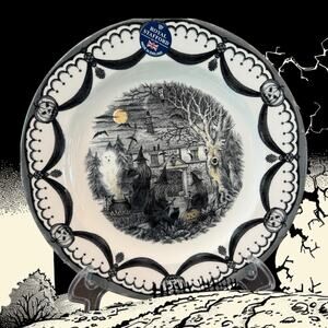 Halloween Plates X 8 Royal Stafford Coven Wicked Witches Spell Cat Dinner Size